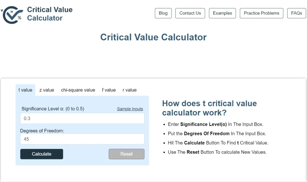 Criticalvaluecalculator.com 